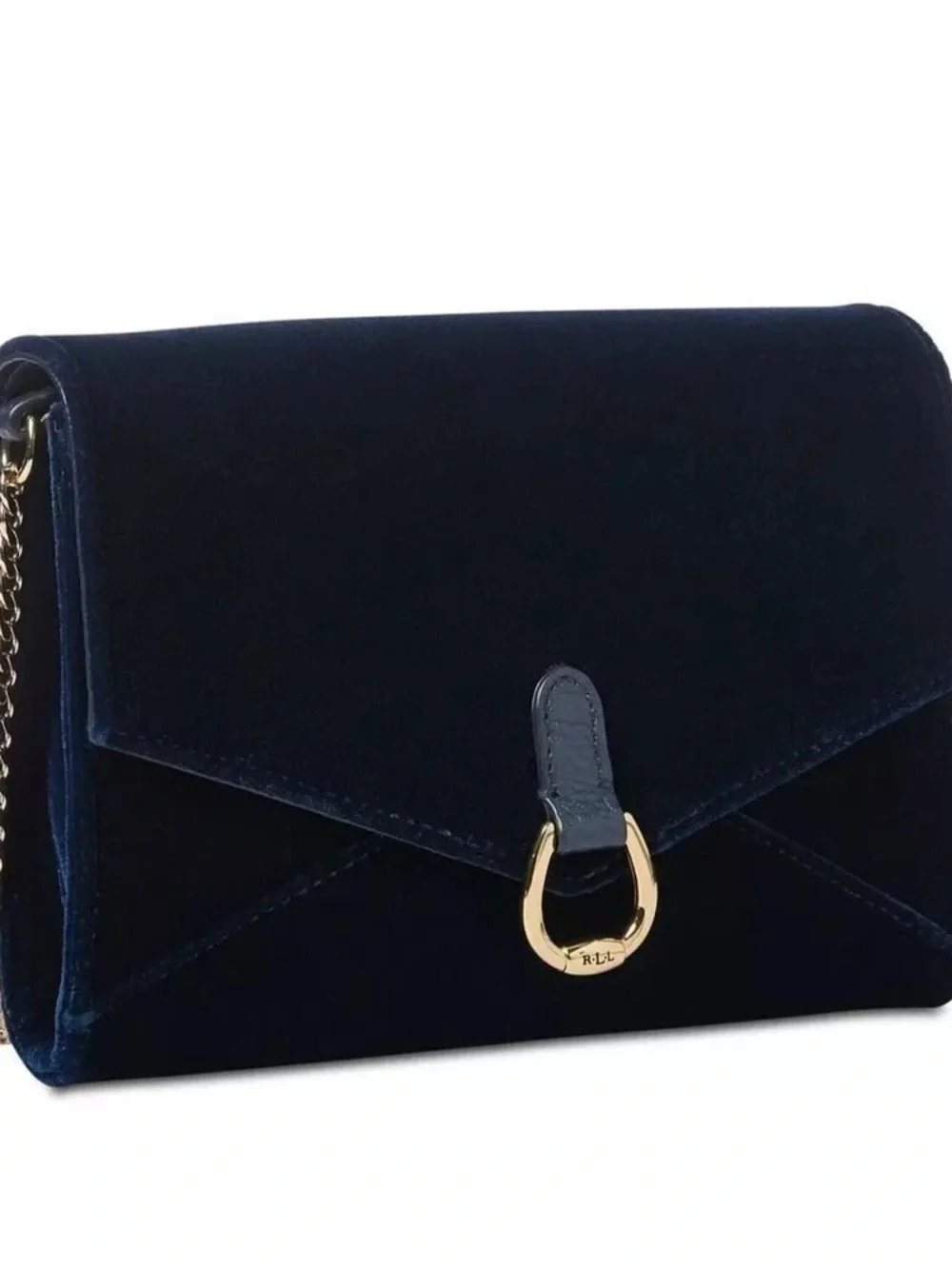 LAUREN RALPH LAUREN Bennington Velvet Envelope Crossbody Evening Bag Navy